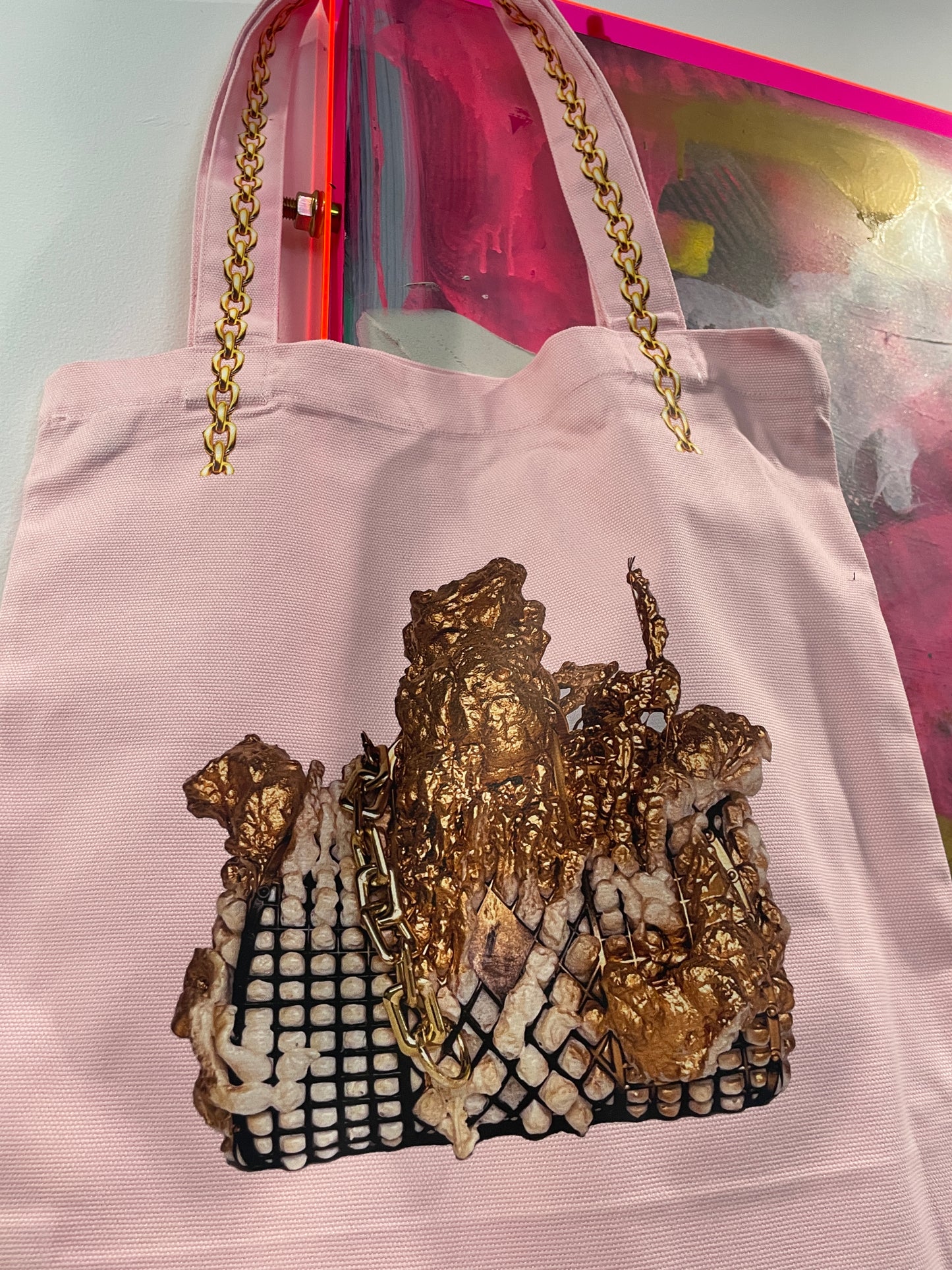 Katie Pink Art tote bags