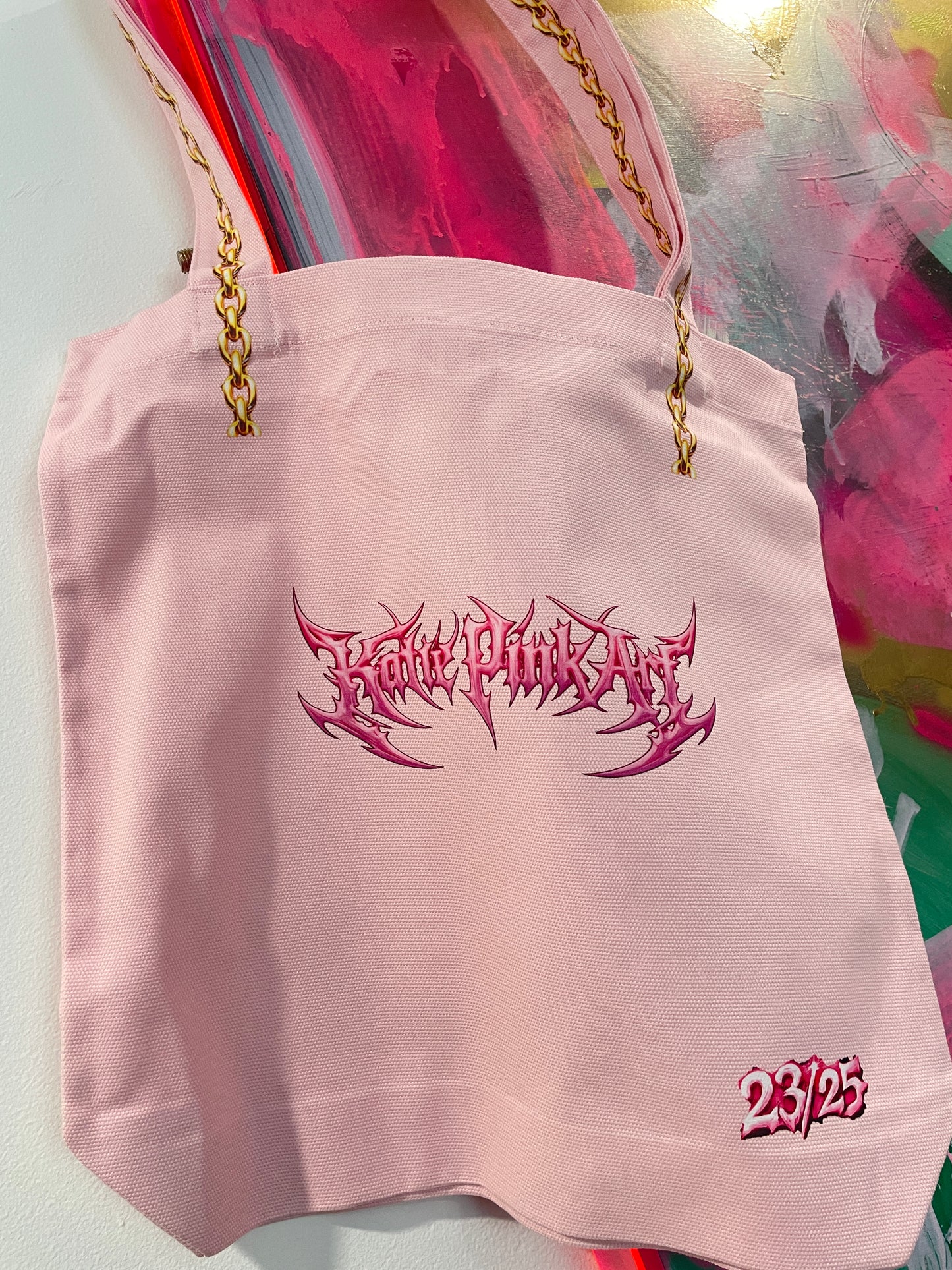 Katie Pink Art tote bags